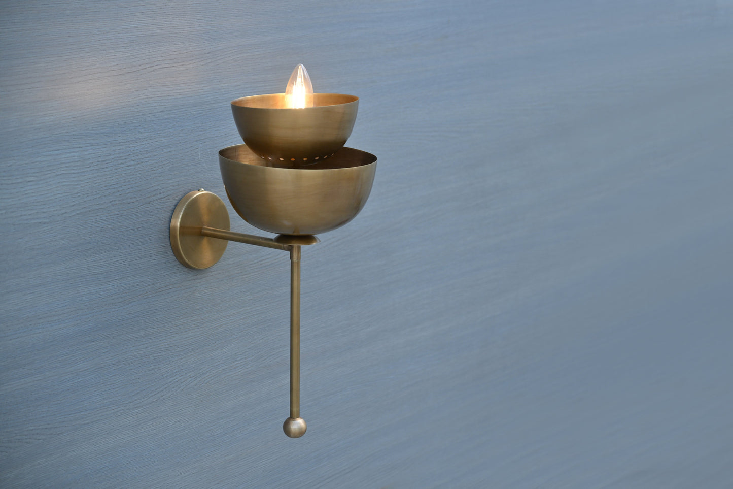 Brilliant Brass Trio: Handcrafted 2-Dish Wall Lamp for Timeless Elegance, Brass wall lamp, Italian wall sconces