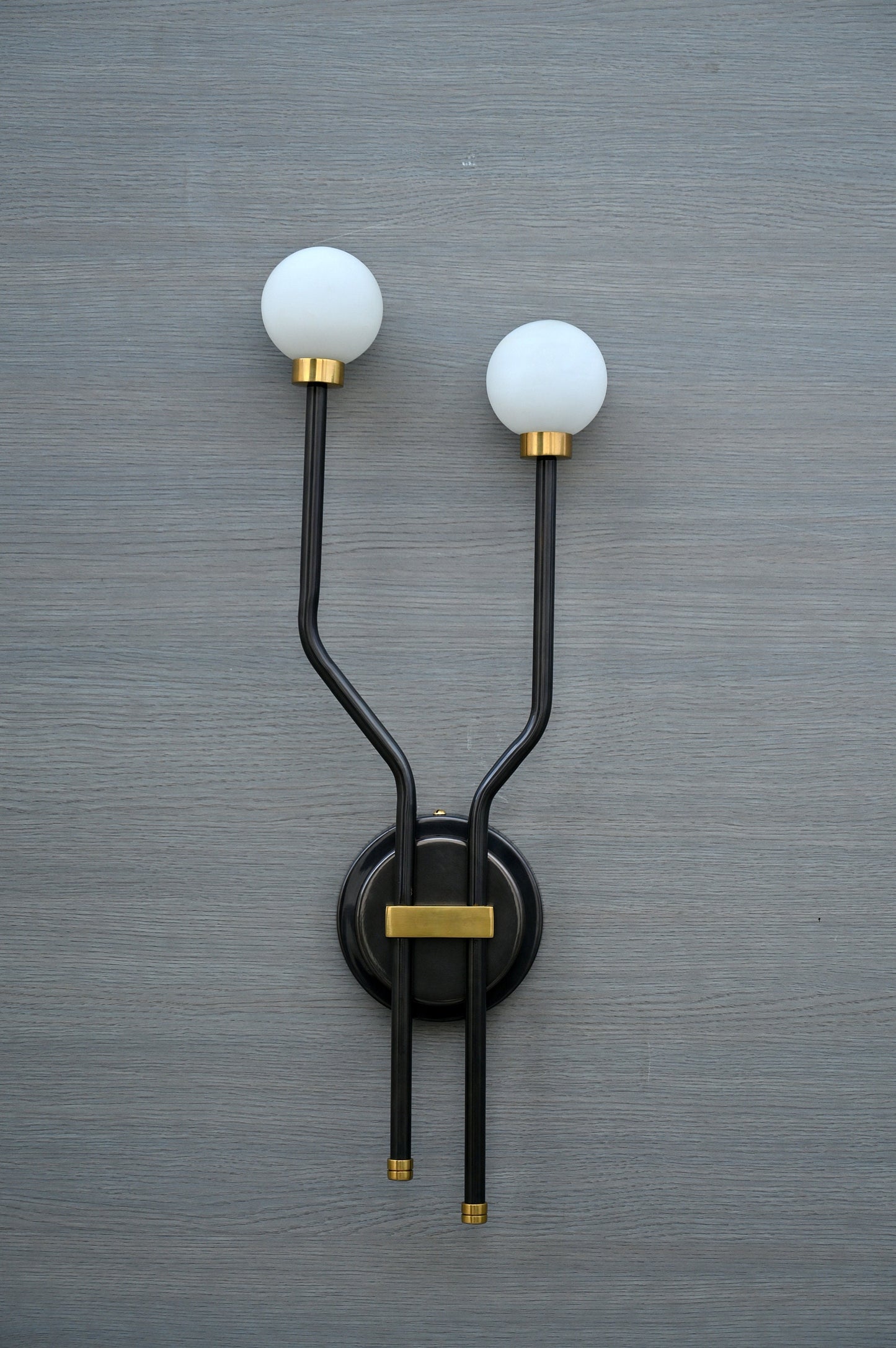 Two Light Brass Arm Sputnik Wall Sconce Beside Wall Lamp Glass Globe Sconce