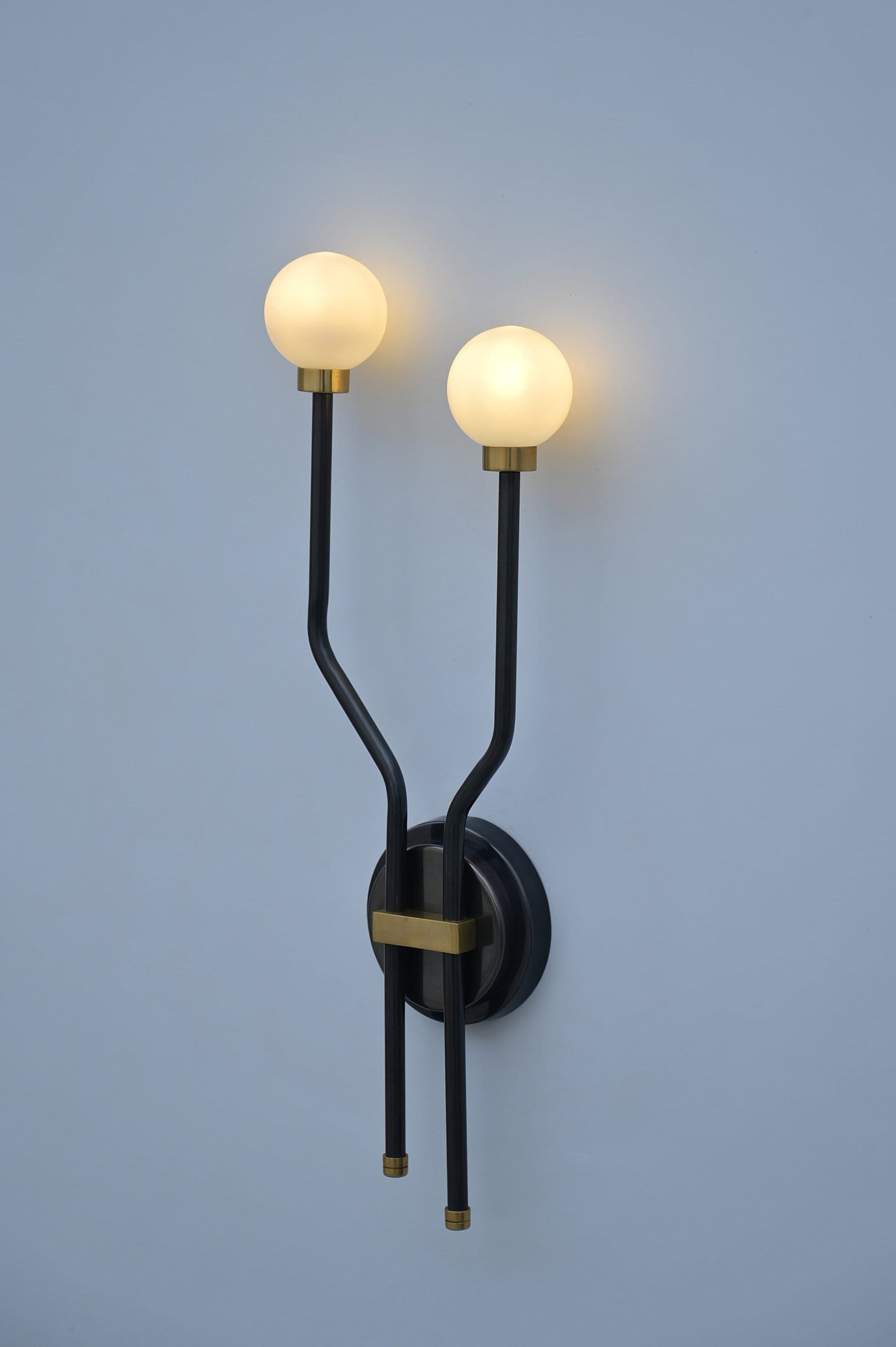 Two Light Brass Arm Sputnik Wall Sconce Beside Wall Lamp Glass Globe Sconce