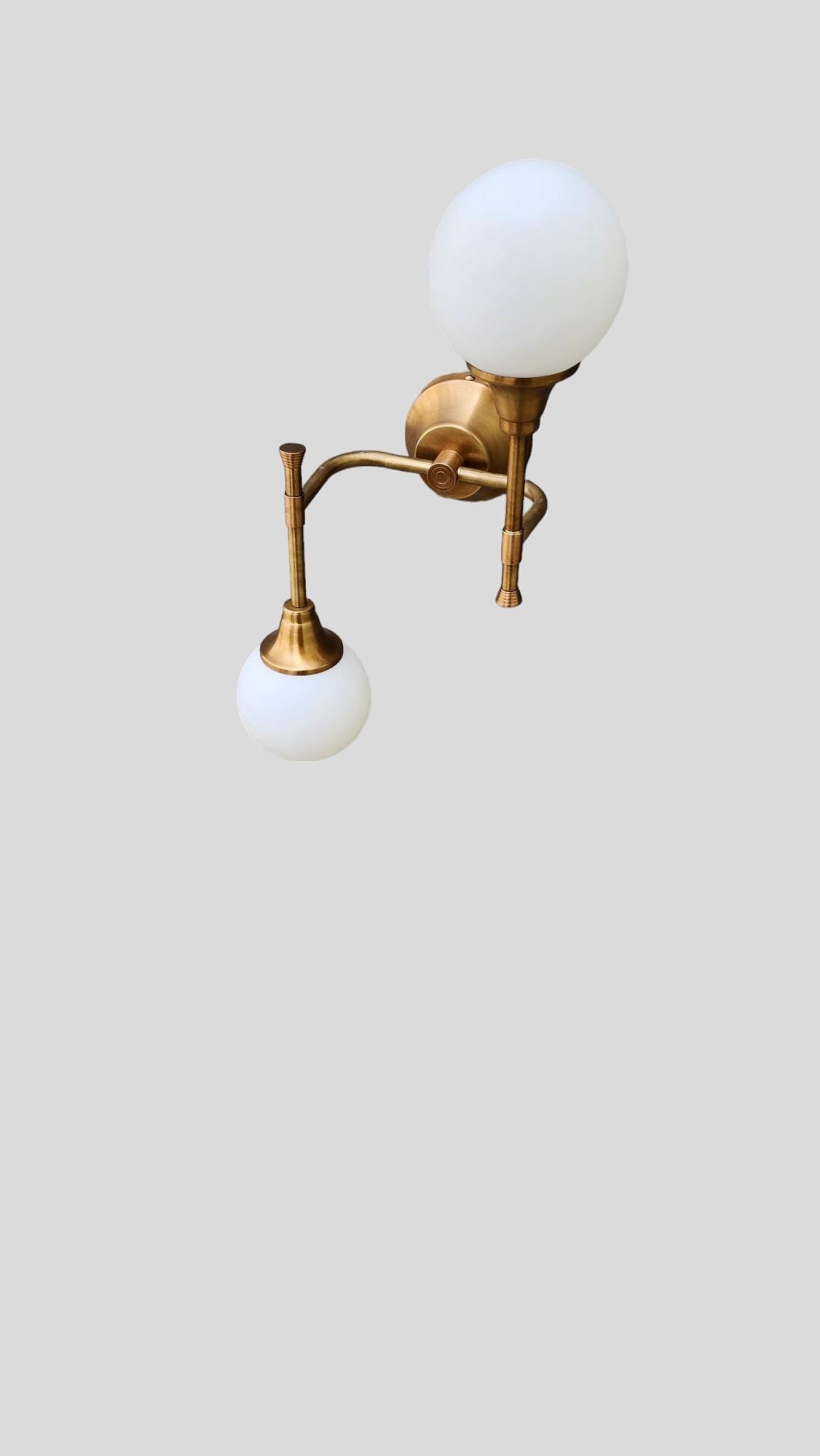 Double Light Brass Sputnik Wall Sconce Beside Wall Lamp Glass Globe Sconce