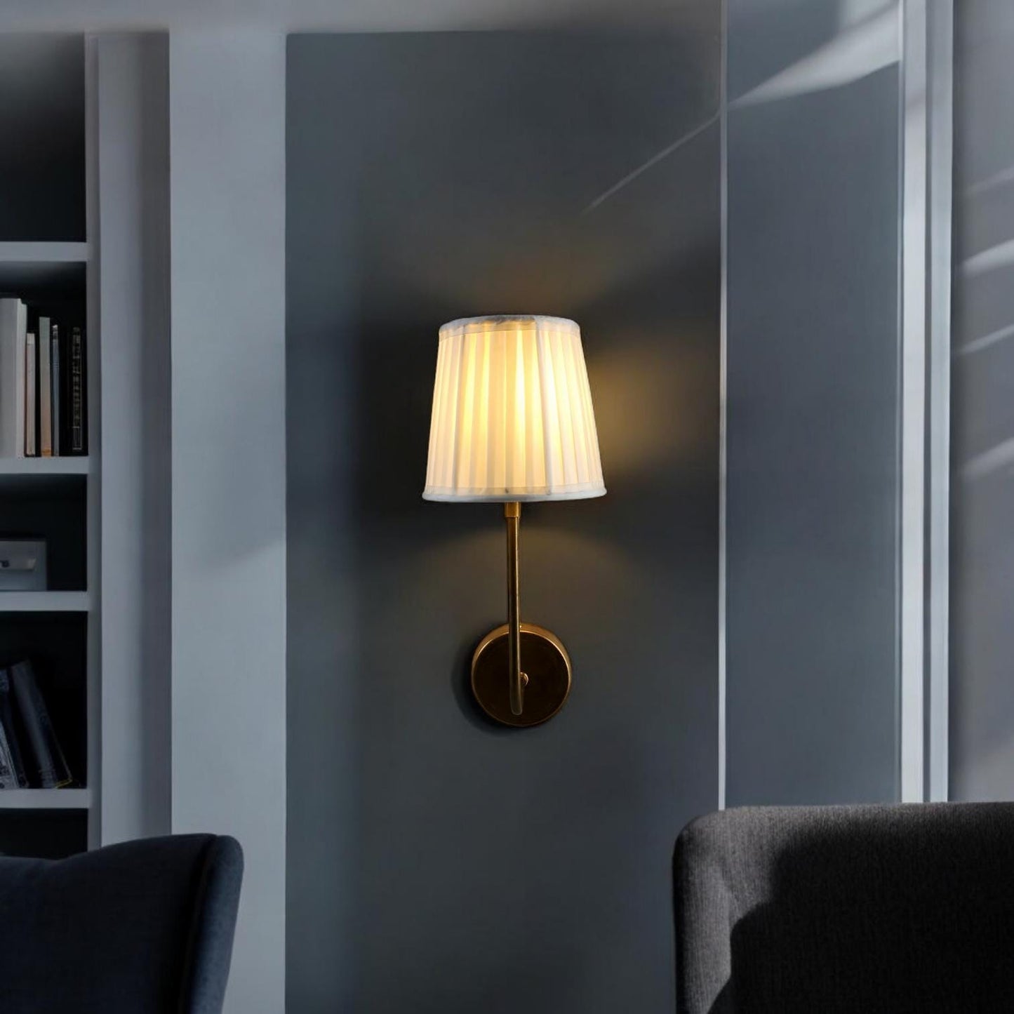 Minimalist Fabric Wall Sconce, Brass Wall Sconce, Fabric Wall Sconce, Raw Brass Wall Sconce, Bedside Sconce, Wall Sconce, Mid-Century Sconce