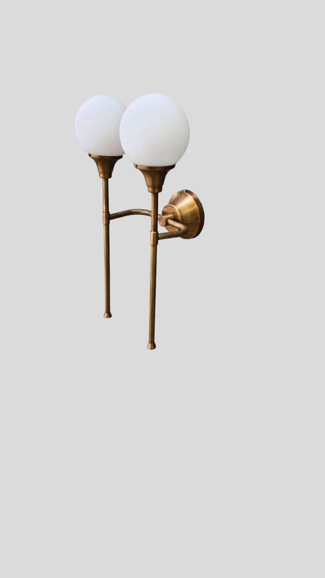 Two Arm Light Brass Sputnik Wall Sconce Beside Wall Lamp Glass Globe Sconce
