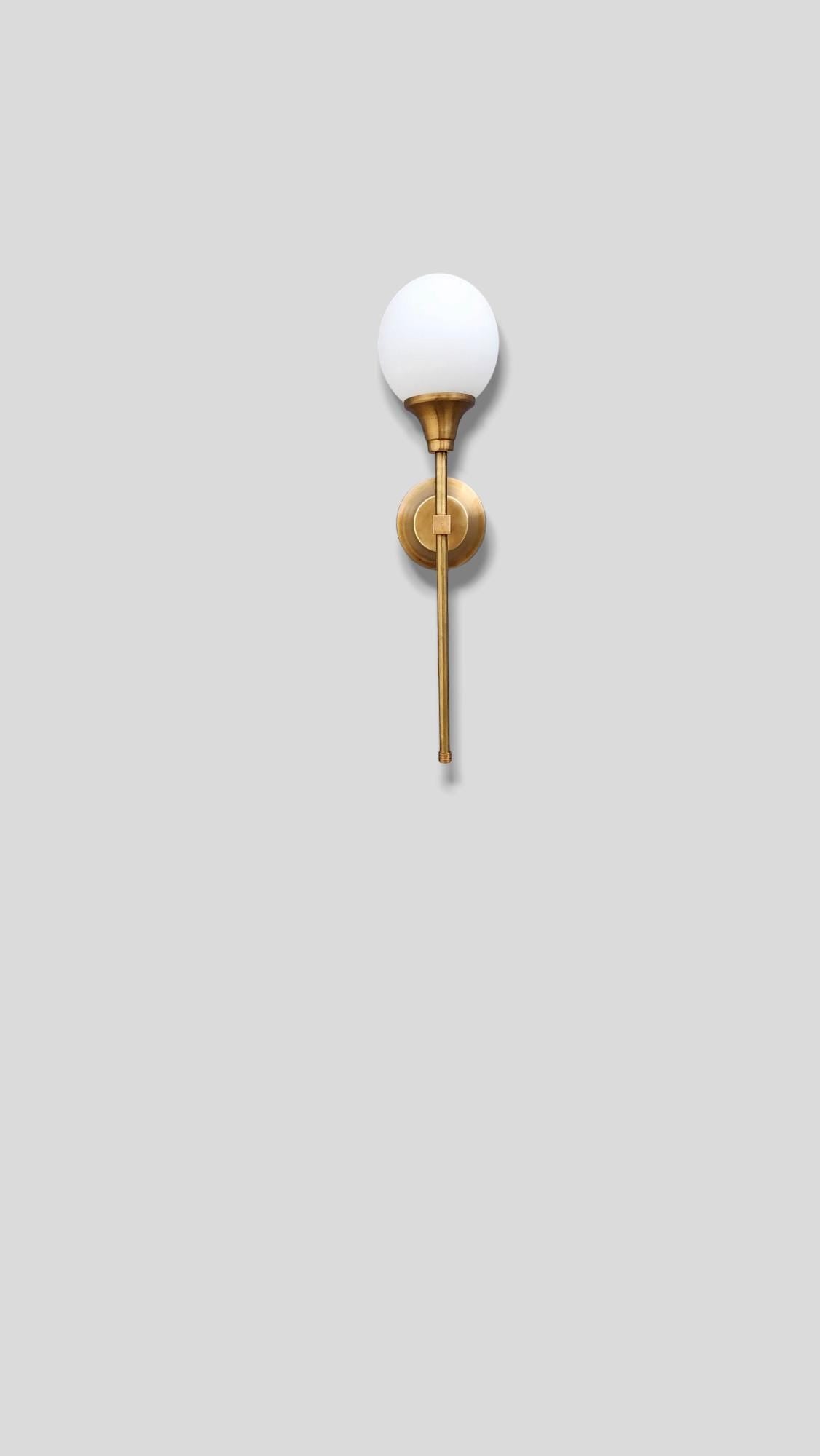 Modern Wall Sconce, Antique Brass Wall Sconce, Minimalist Wall Sconce, Milk Glass Wall Light , Contemporary Wall Light, Unique Wall Light