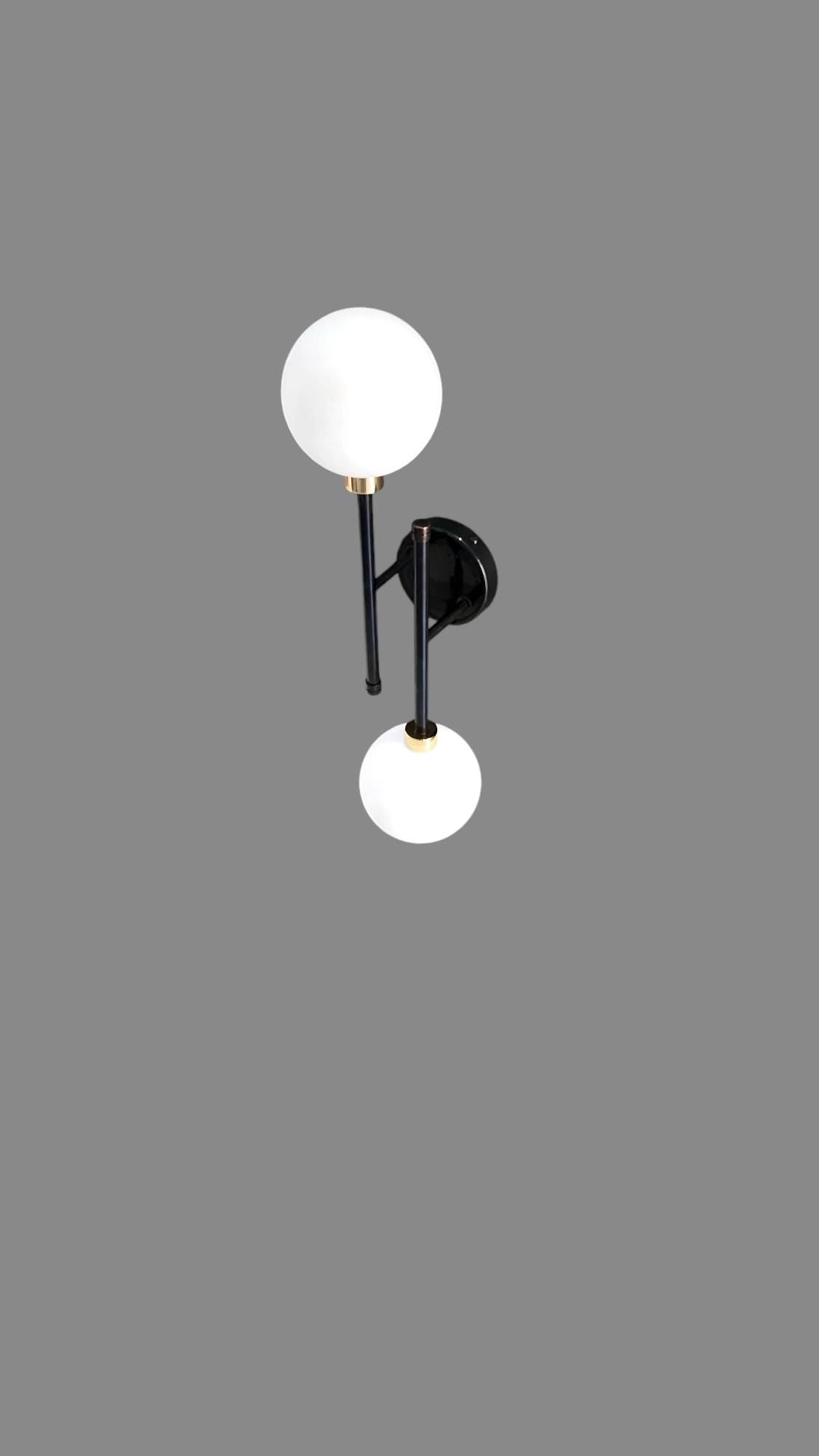 Double Light Brass Sputnik Wall Sconce Beside Wall Lamp Glass Globe Sconce