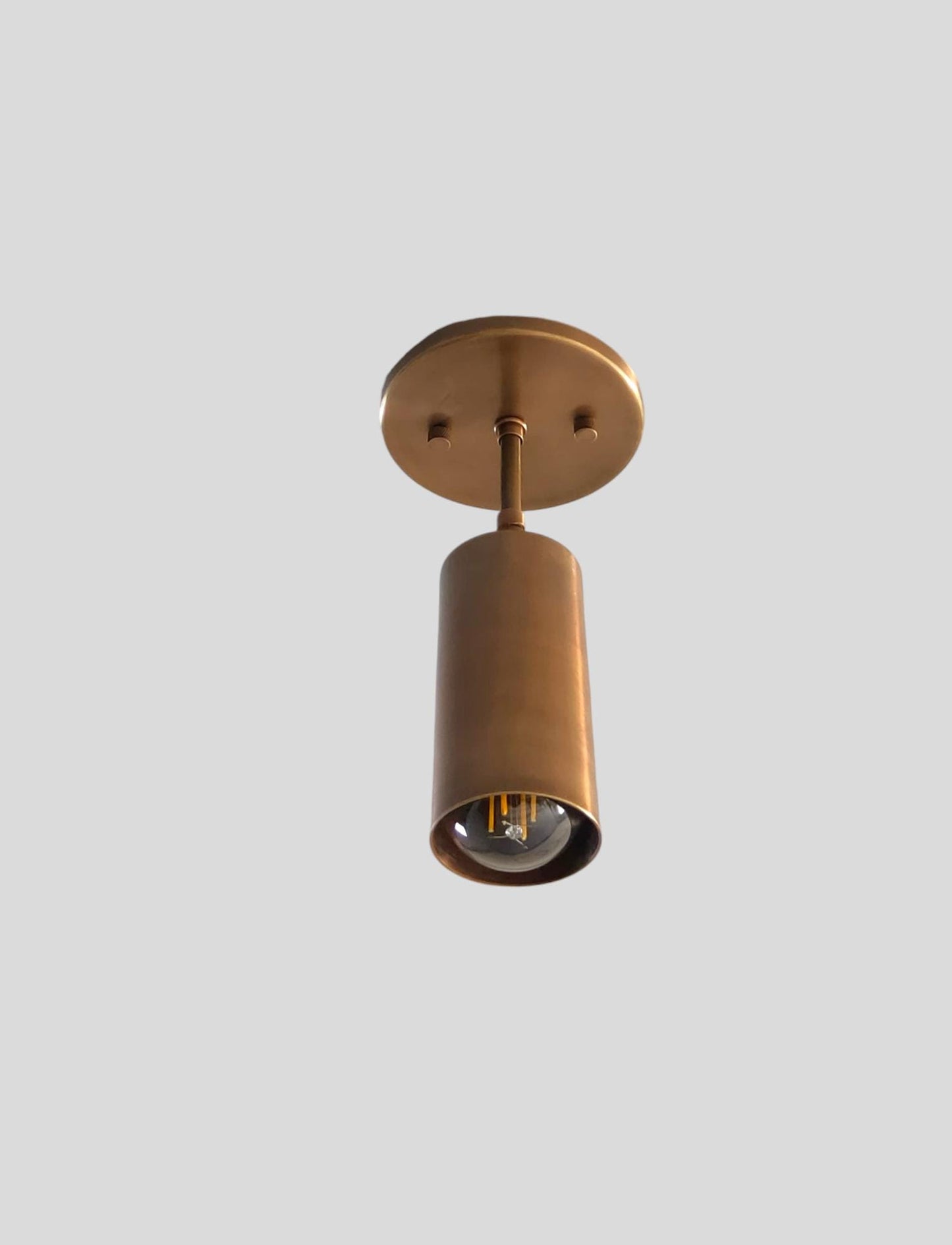 Handcrafted Italian style Mid Century brass Light Flush mounted Cylindrical brass Lamp