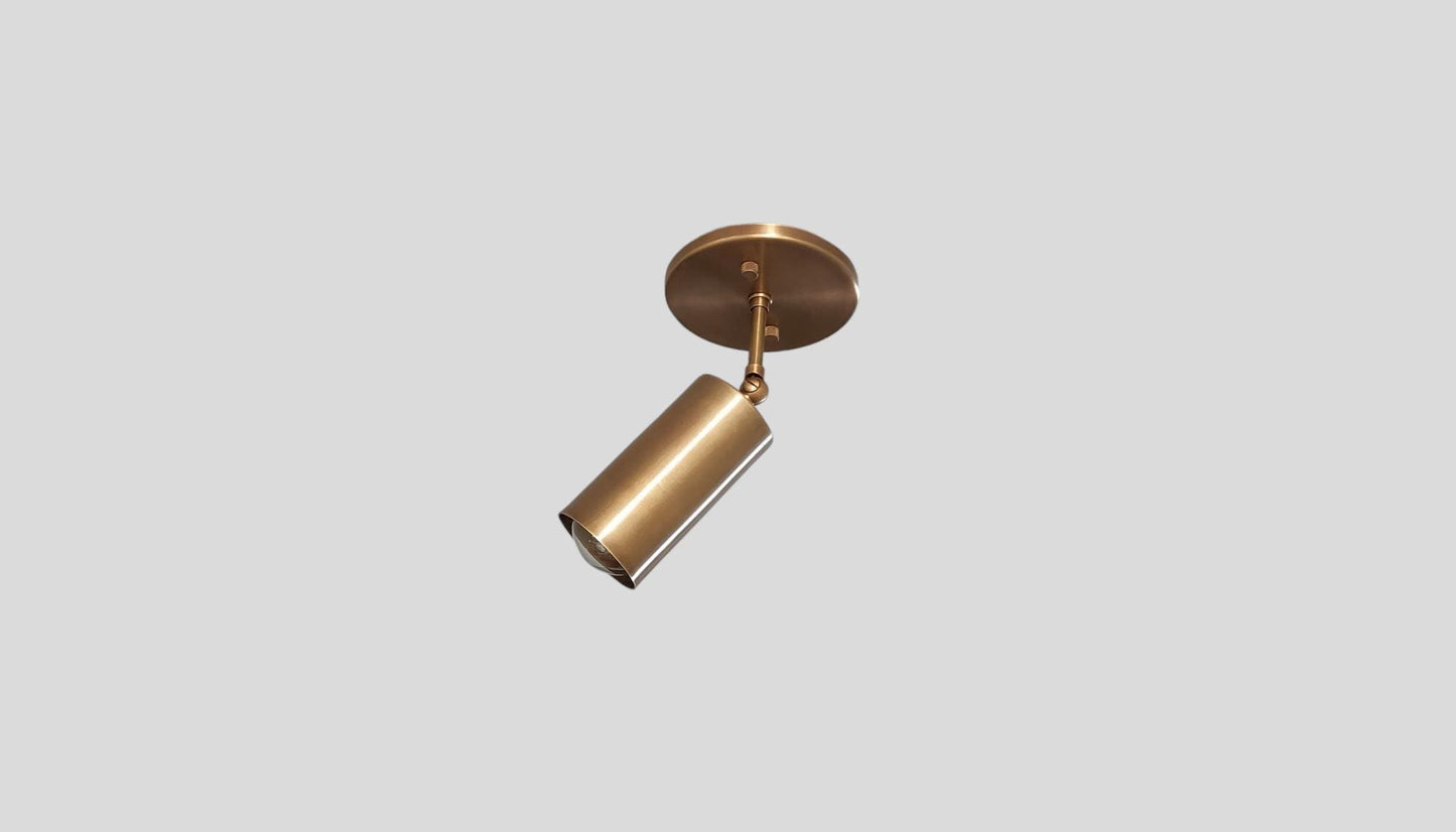 Handcrafted Italian style Mid Century brass Light Flush mounted Cylindrical brass Lamp