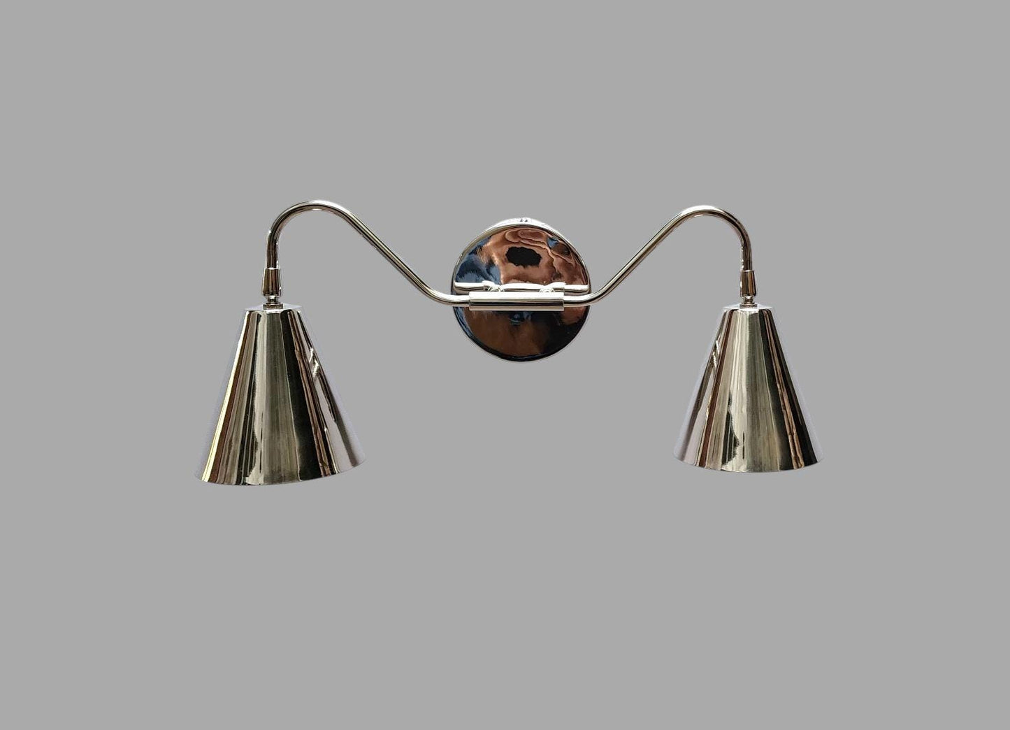 Handmade Brass Wall Sconce with chrome finish/Dual Lampshade Brass wall Lamp