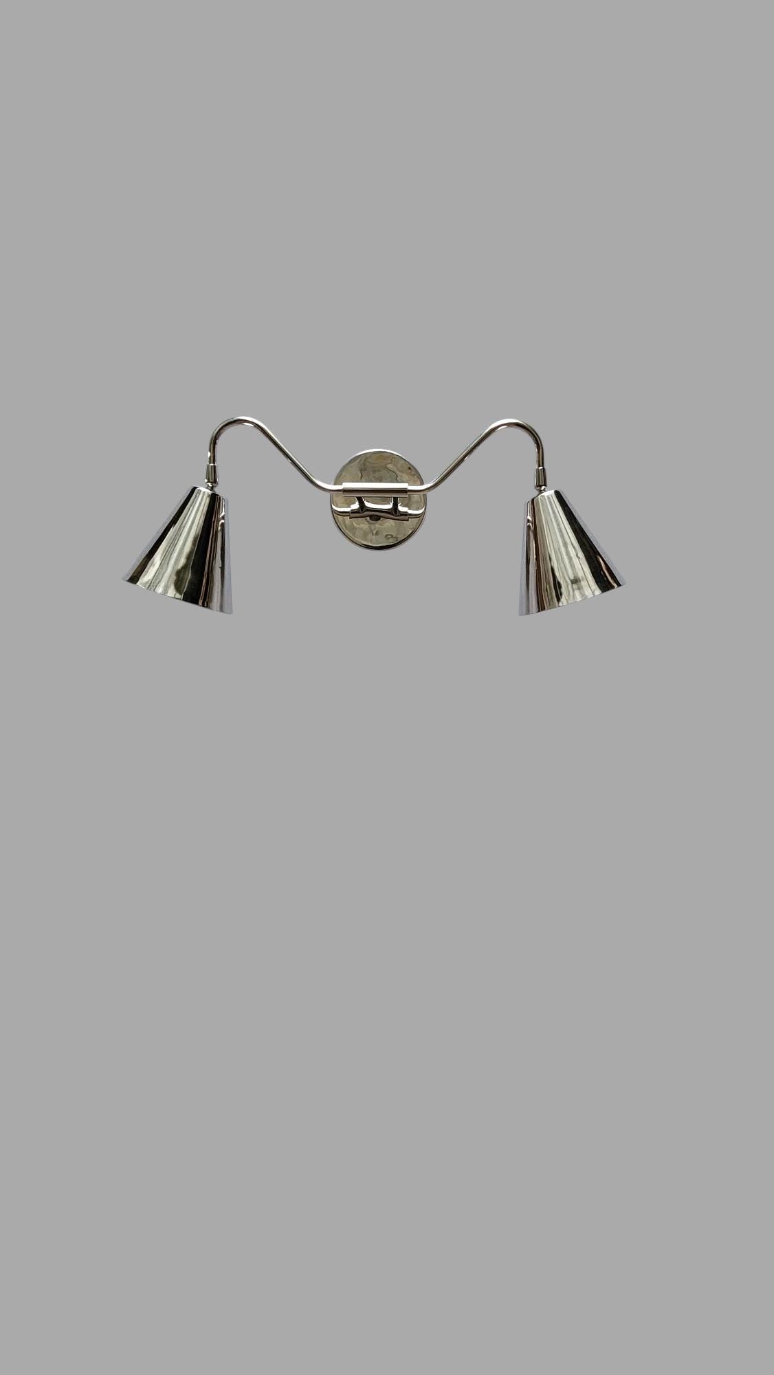 Handmade Brass Wall Sconce with chrome finish/Dual Lampshade Brass wall Lamp
