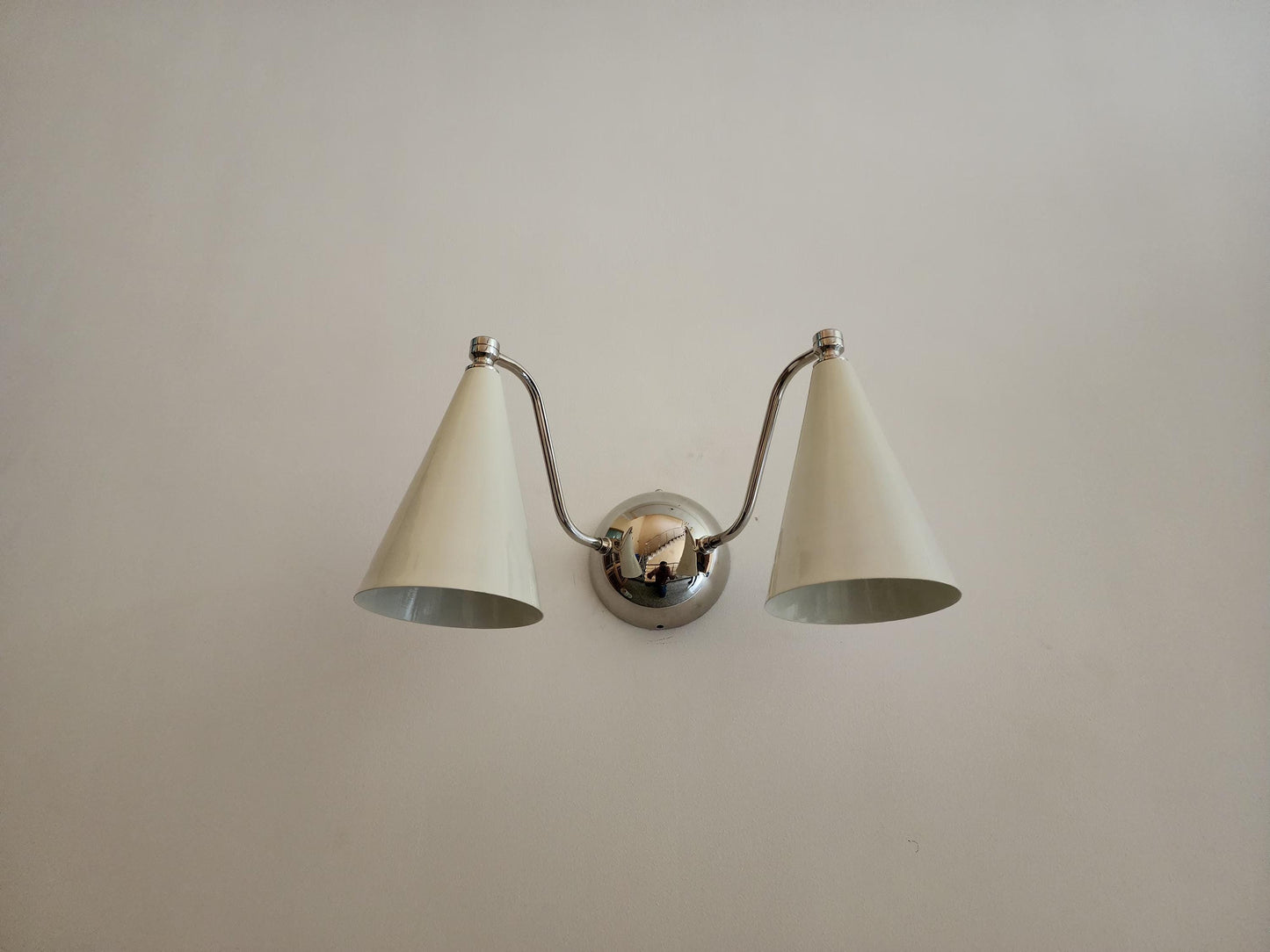 Handcrafted Double Sconce | Mid-Century Italian Brass Wall Lamp