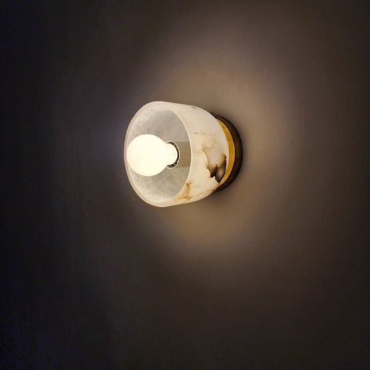 Alabaster marble stone light, handmade Marble and brass sconce light for home decor