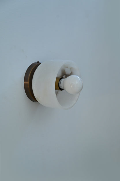 Alabaster marble stone light, handmade Marble and brass sconce light for home decor