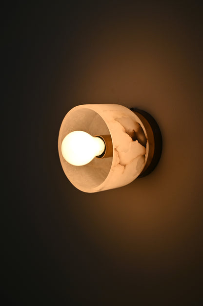 Alabaster marble stone light, handmade Marble and brass sconce light for home decor
