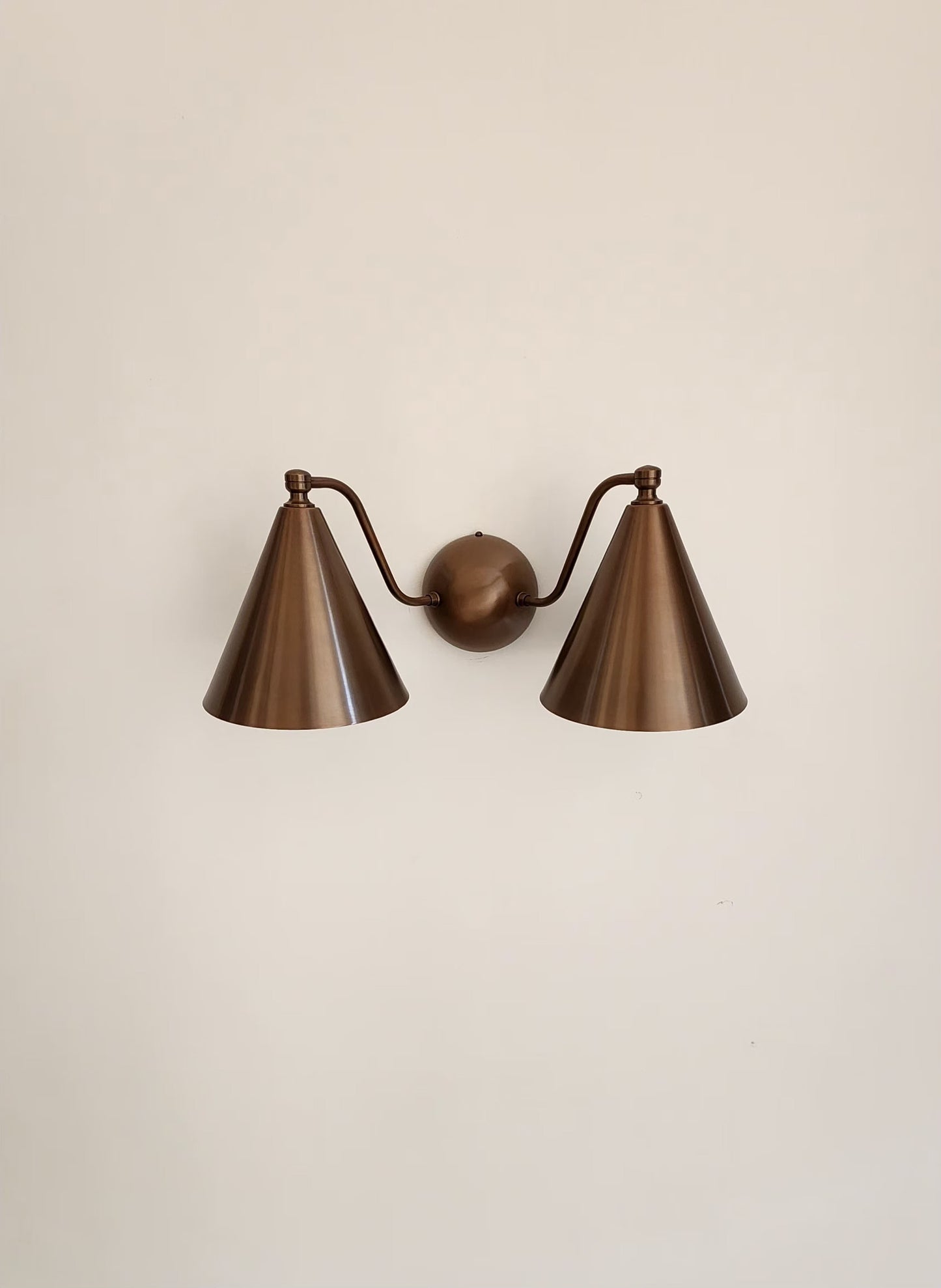 Mid-Century double light brass wall sconce, Brass wall lamp for bathroom.