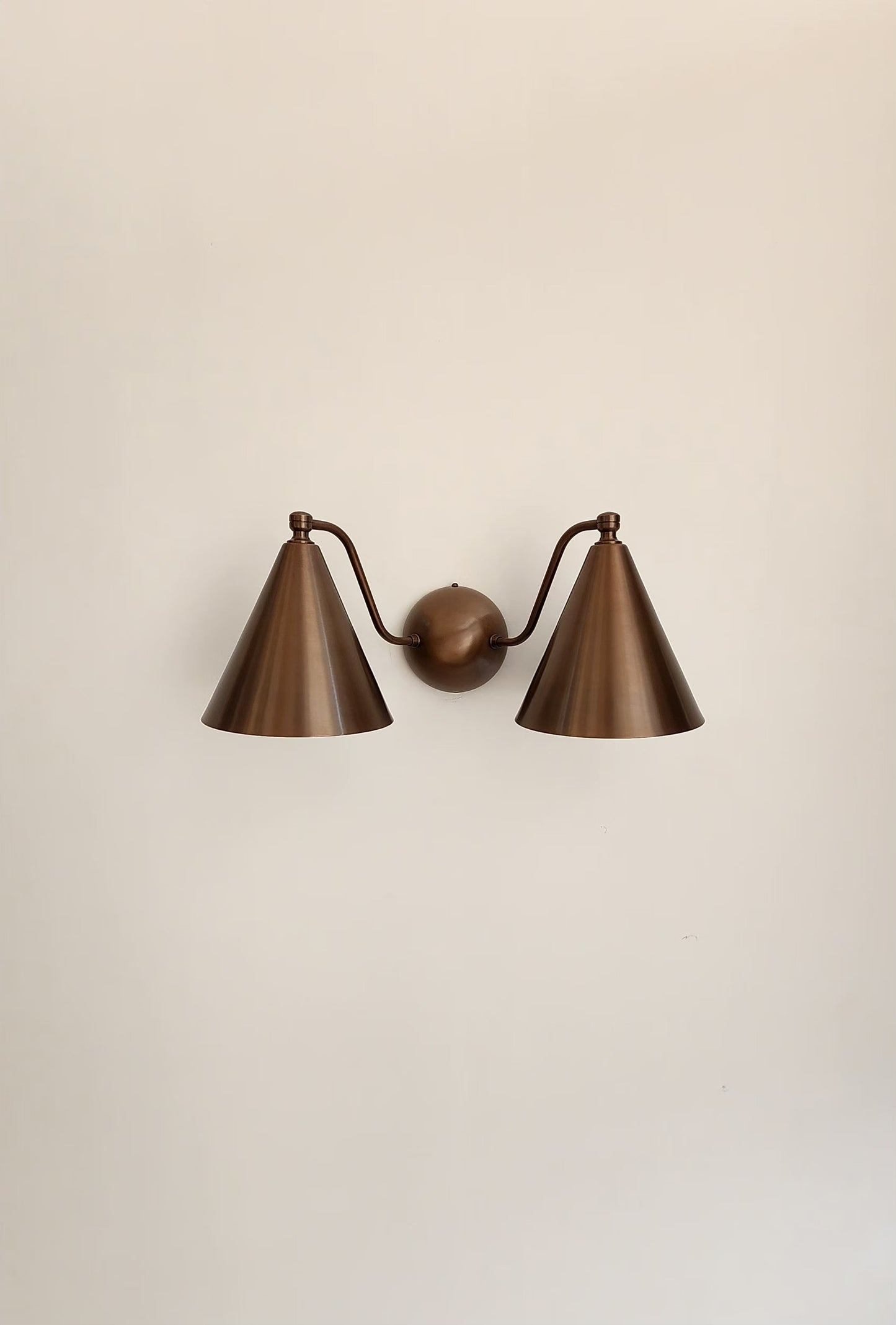 Mid-Century double light brass wall sconce, Brass wall lamp for bathroom.
