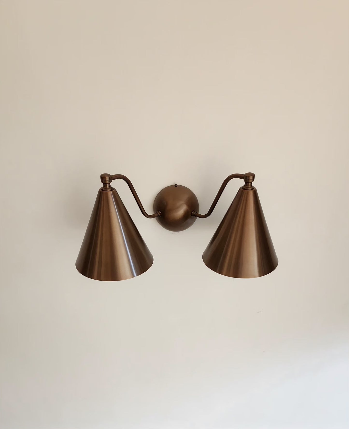 Mid-Century double light brass wall sconce, Brass wall lamp for bathroom.