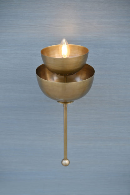 Brilliant Brass Trio: Handcrafted 2-Dish Wall Lamp for Timeless Elegance, Brass wall lamp, Italian wall sconces