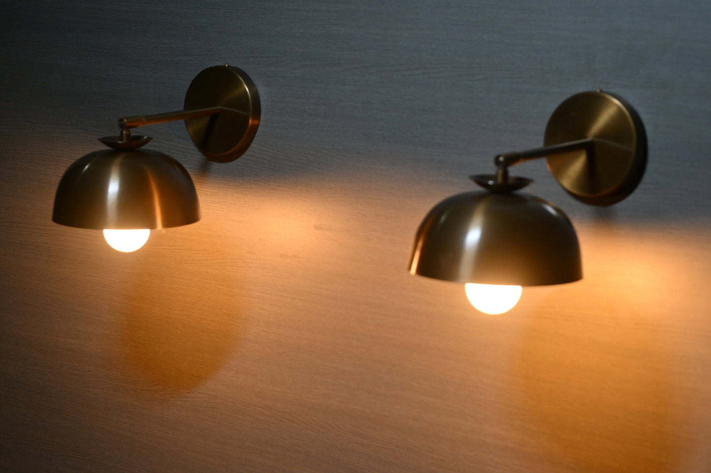 Pair of Vintage Wall Sconces - Industrial Brass Wall Lights - Adjustable Swing Arm - Bedroom, Hallway Lighting - Edison Bulb Compatible