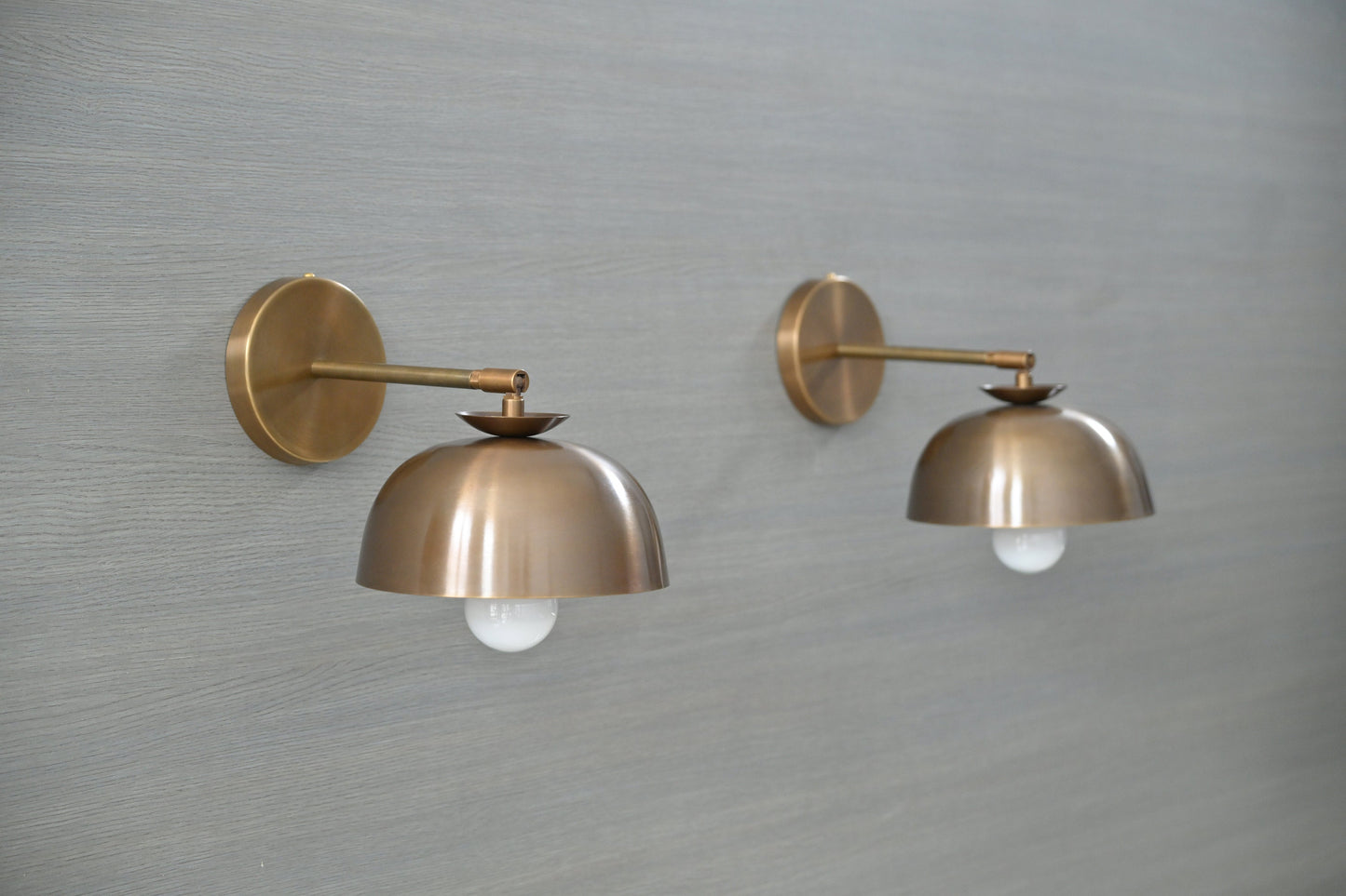 Pair of Vintage Wall Sconces - Industrial Brass Wall Lights - Adjustable Swing Arm - Bedroom, Hallway Lighting - Edison Bulb Compatible