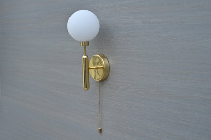 Modern Wall Sconce,  Brass Wall Sconce, Minimalist Wall Sconce, Milk Glass Wall Light , Contemporary Wall Light, Unique Wall Light