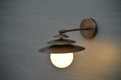 Articulating Brass Wall Sconce, Aged Brass Shade Wall Light, Industrial Wall Lamp, Vintage Wall Light Fixture, Mid Century Light Wall Sconce