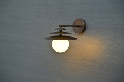 Articulating Brass Wall Sconce, Aged Brass Shade Wall Light, Industrial Wall Lamp, Vintage Wall Light Fixture, Mid Century Light Wall Sconce