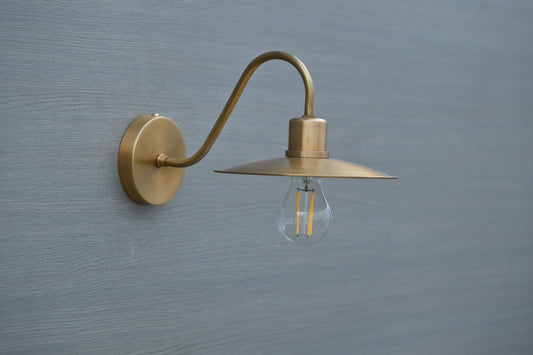Indoor Barn Wall Sconce - Industrial Light - Modern Light - Swan Neck Brass Wall Lamp UL Listed Vintage wall lamp