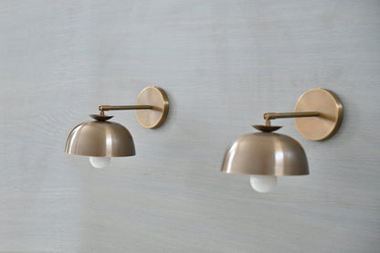 Pair of Vintage Wall Sconces - Industrial Brass Wall Lights - Adjustable Swing Arm - Bedroom, Hallway Lighting - Edison Bulb Compatible