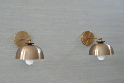 Pair of Vintage Wall Sconces - Industrial Brass Wall Lights - Adjustable Swing Arm - Bedroom, Hallway Lighting - Edison Bulb Compatible
