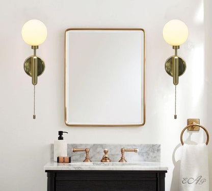 Modern Wall Sconce,  Brass Wall Sconce, Minimalist Wall Sconce, Milk Glass Wall Light , Contemporary Wall Light, Unique Wall Light