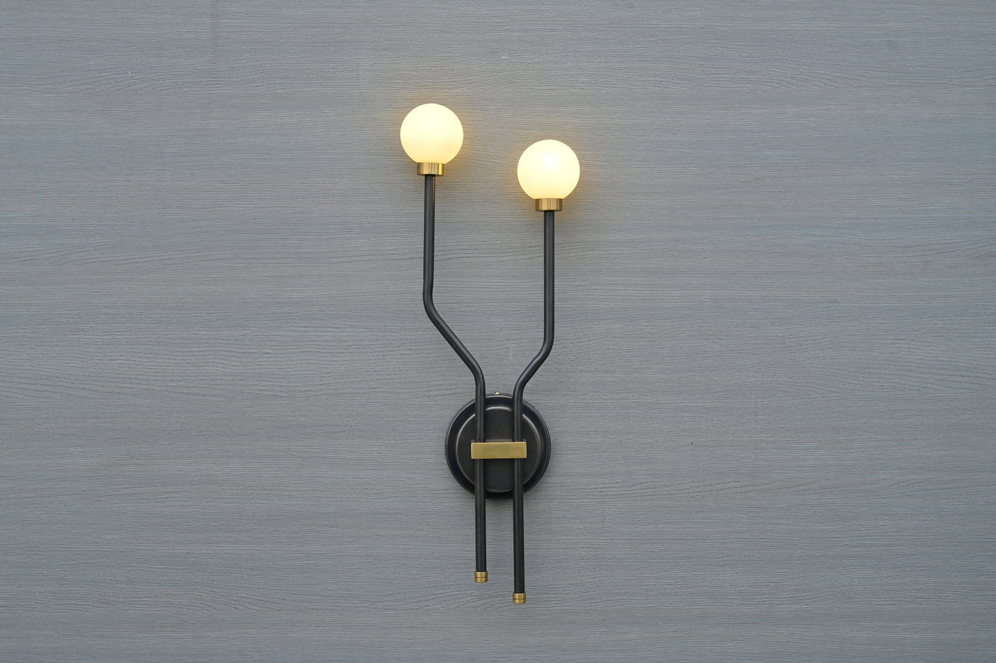 Two Light Brass Arm Sputnik Wall Sconce Beside Wall Lamp Glass Globe Sconce