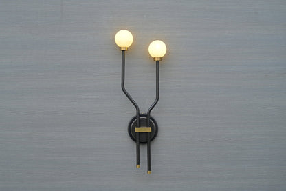 Two Light Brass Arm Sputnik Wall Sconce Beside Wall Lamp Glass Globe Sconce