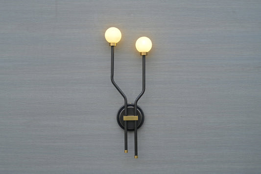 Two Light Brass Arm Sputnik Wall Sconce Beside Wall Lamp Glass Globe Sconce