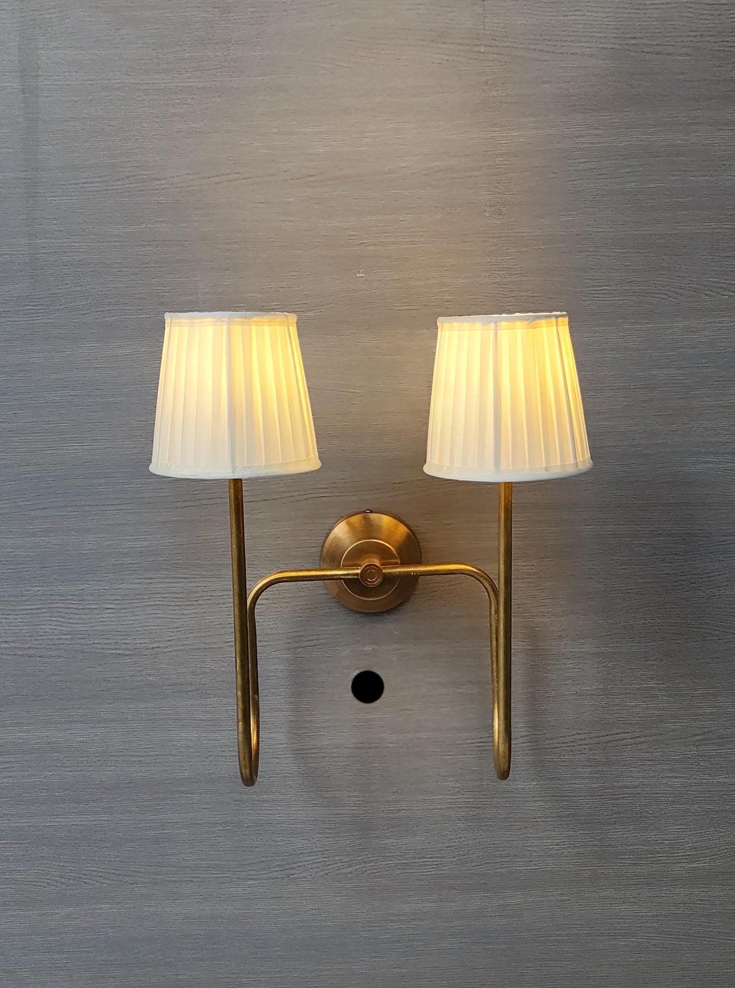 Timeless Elegance Handcrafted Raw Brass 2 Arm Wall Lamp for Distinctive Decor Artisan Lighting Fixture for Your Home Fabric wall fixture