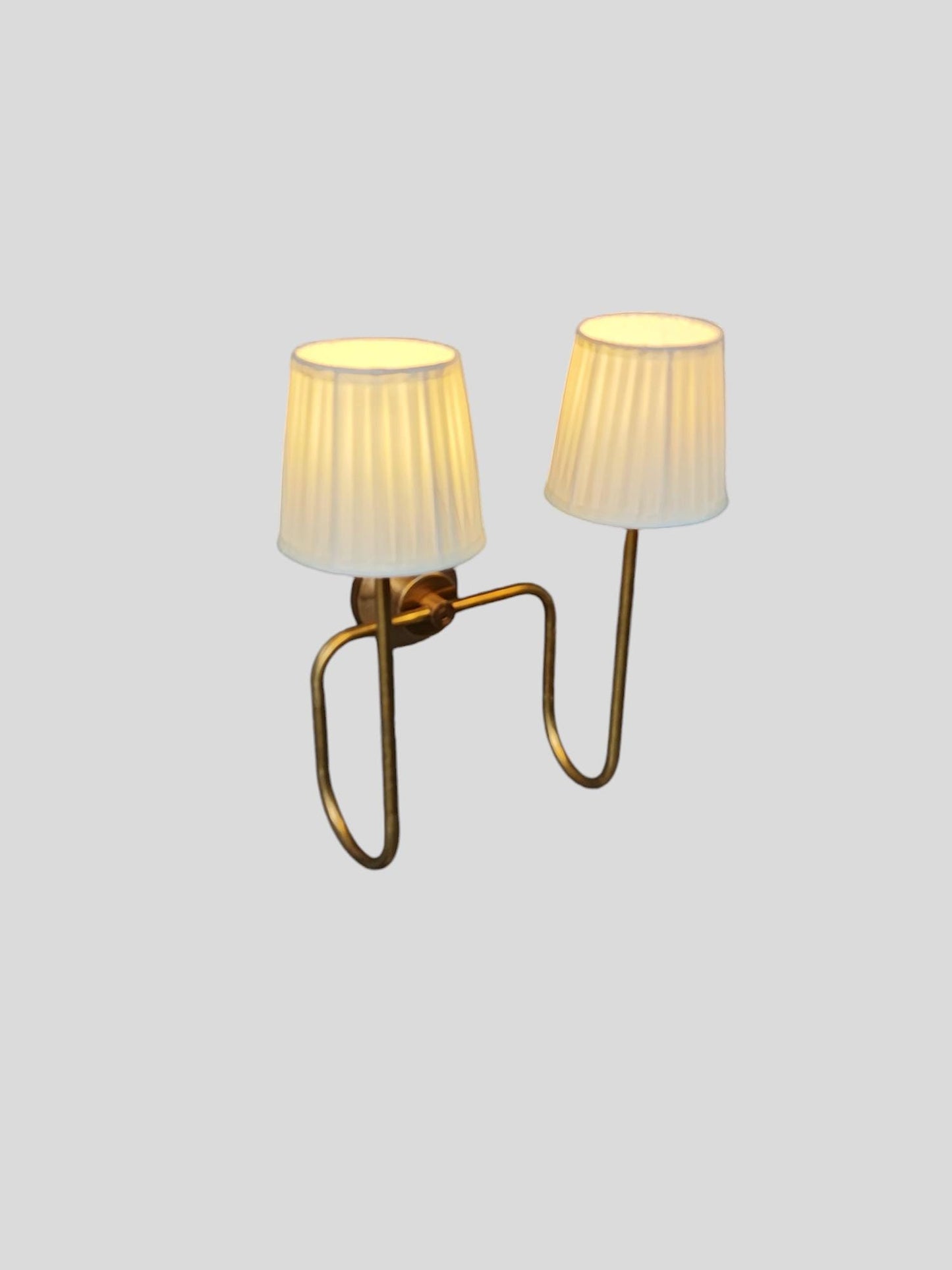 Timeless Elegance Handcrafted Raw Brass 2 Arm Wall Lamp for Distinctive Decor Artisan Lighting Fixture for Your Home Fabric wall fixture