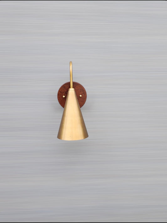 Mid Century Modern Brass Wall Lamp for Luxurious Ambiance with wooden canopy