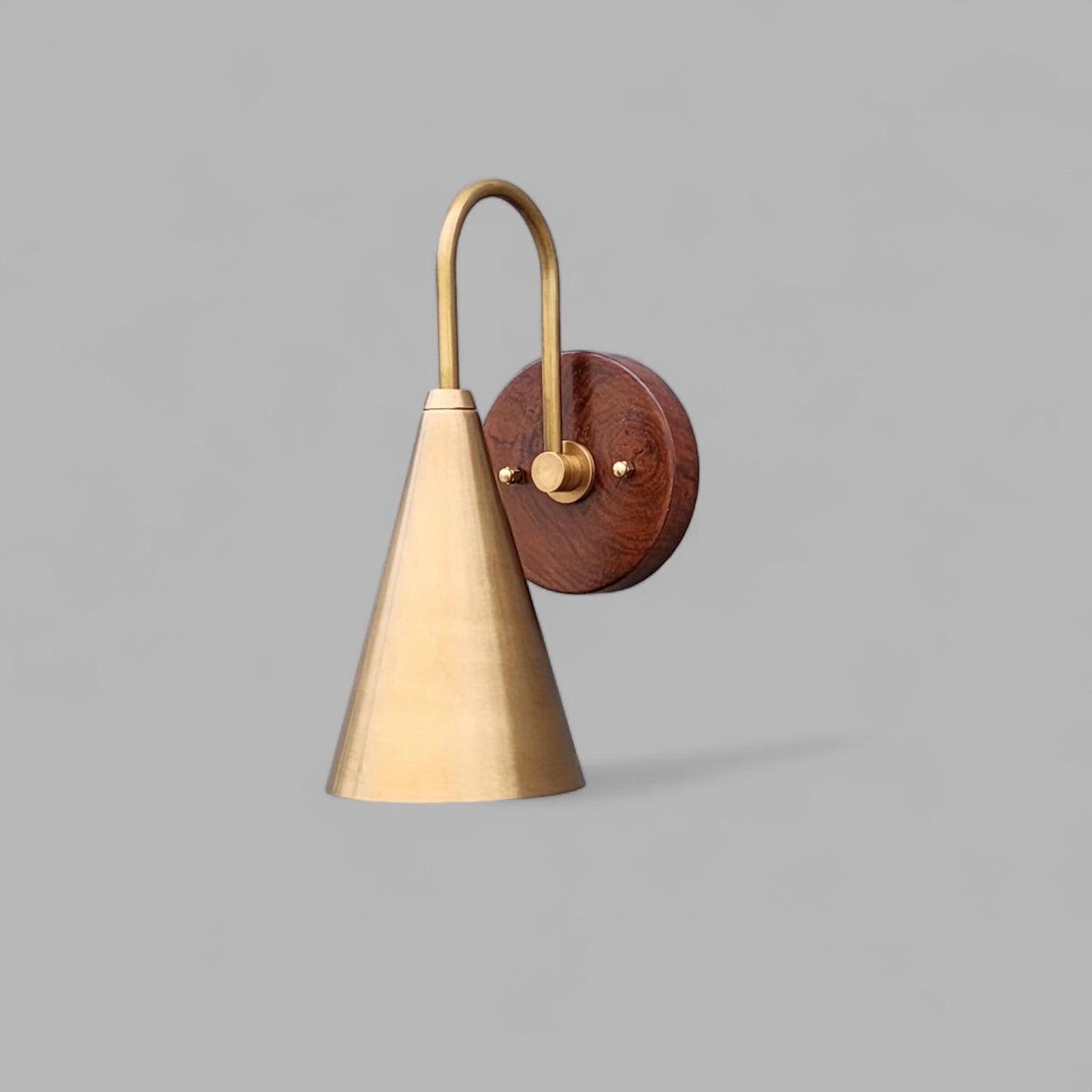 Mid Century Modern Brass Wall Lamp for Luxurious Ambiance with wooden canopy