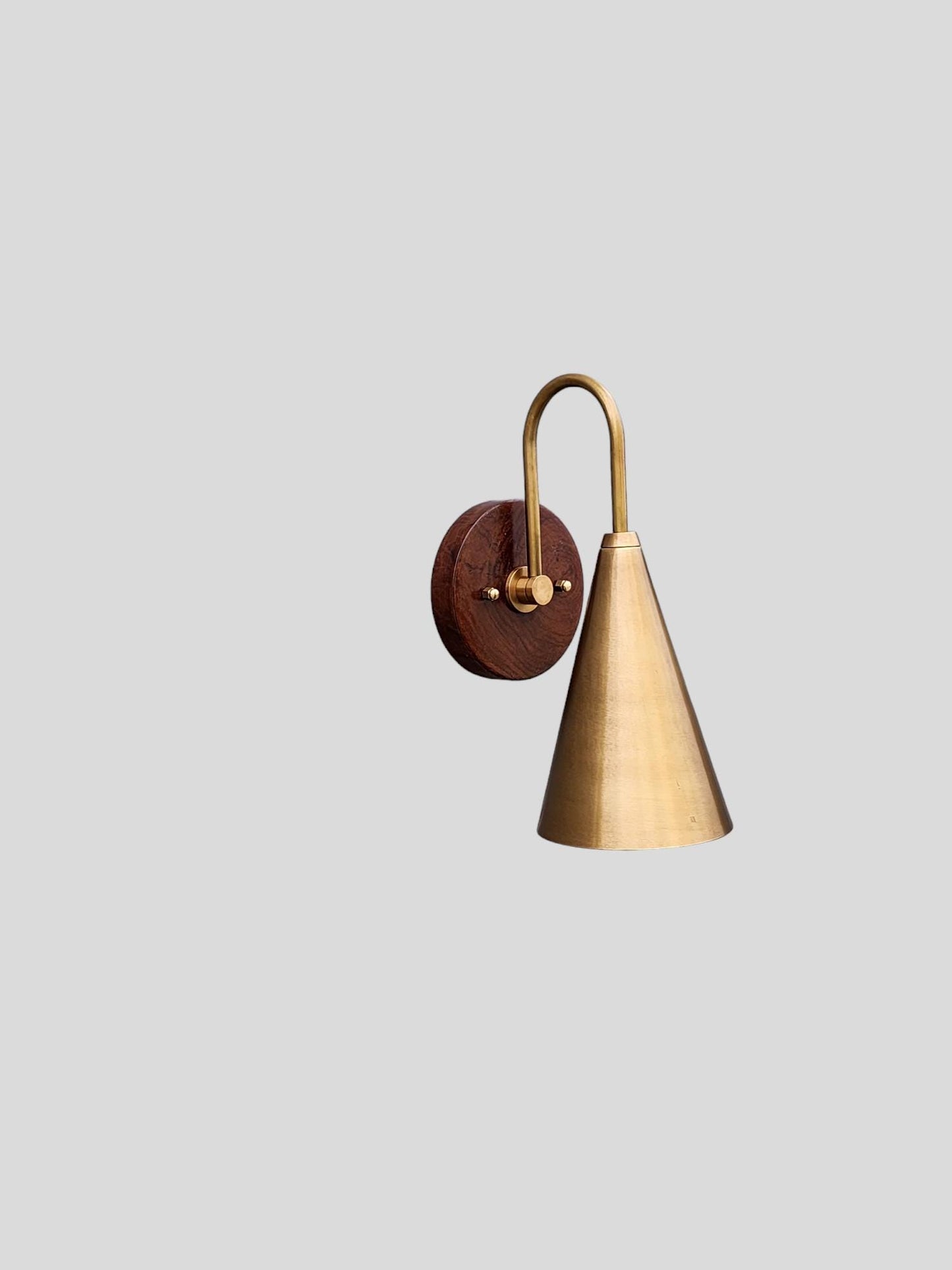 Mid Century Modern Brass Wall Lamp for Luxurious Ambiance with wooden canopy