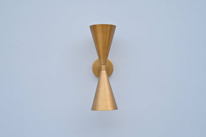 Mid-Century Modern Brass Wall Sconce with Upward and Downward Illumination, Handcrafted Light Ideal for Enhancing Any Interior Space