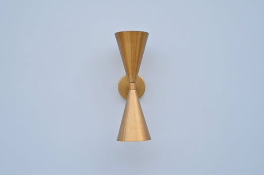 Mid-Century Modern Brass Wall Sconce with Upward and Downward Illumination, Handcrafted Light Ideal for Enhancing Any Interior Space