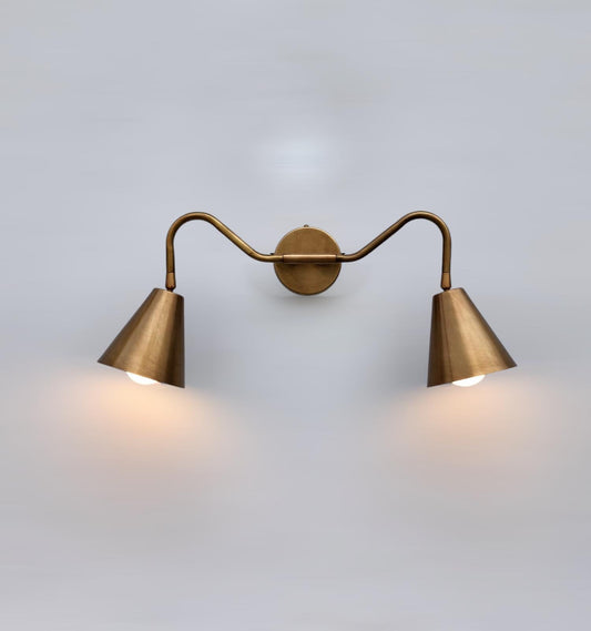 Brass Antique Double Wall Sconce, Vintage Wall Light Fixture, Farmhouse Wall Lighting, Industrial Wall Sconce, Vanity Wall Light
