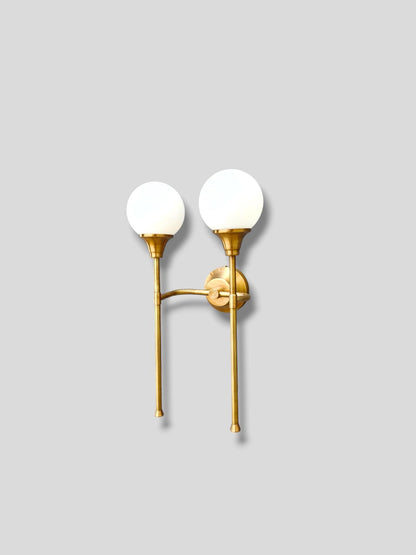 Two Arm Light Brass Sputnik Wall Sconce Beside Wall Lamp Glass Globe Sconce