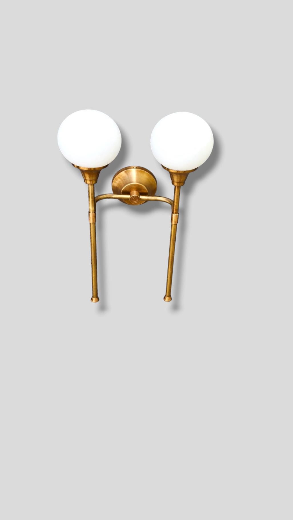 Two Arm Light Brass Sputnik Wall Sconce Beside Wall Lamp Glass Globe Sconce