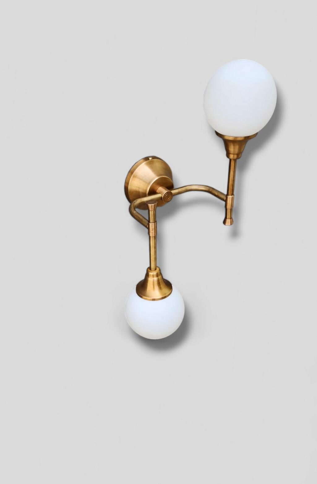 Double Light Brass Sputnik Wall Sconce Beside Wall Lamp Glass Globe Sconce