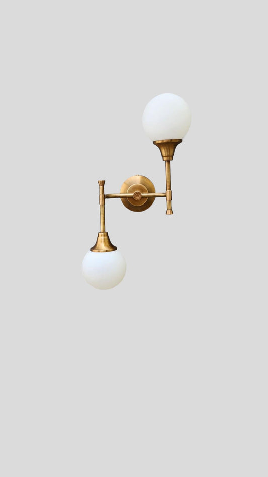 Double Light Brass Sputnik Wall Sconce Beside Wall Lamp Glass Globe Sconce