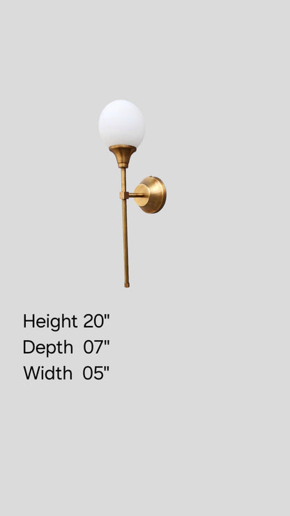 Modern Wall Sconce, Antique Brass Wall Sconce, Minimalist Wall Sconce, Milk Glass Wall Light , Contemporary Wall Light, Unique Wall Light