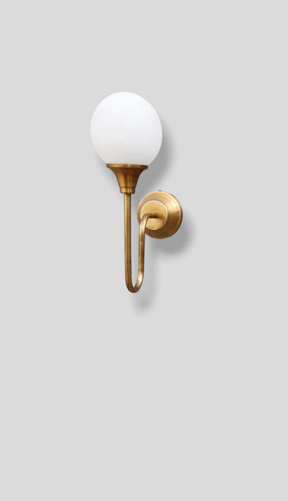 Handmade Wall Sconce with curved arm--Aged brass light--Solid Brass Wall Sconce light