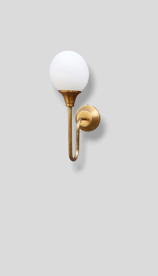 Handmade Wall Sconce with curved arm--Aged brass light--Solid Brass Wall Sconce light
