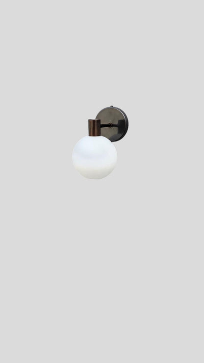 Brass Wall Sconce Lamp,  Modern Wall Mounted Lighting Fixture, Frosted White Glass Globe Shade