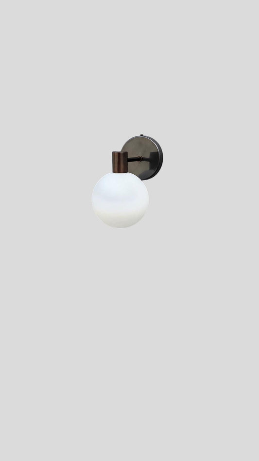 Brass Wall Sconce Lamp,  Modern Wall Mounted Lighting Fixture, Frosted White Glass Globe Shade