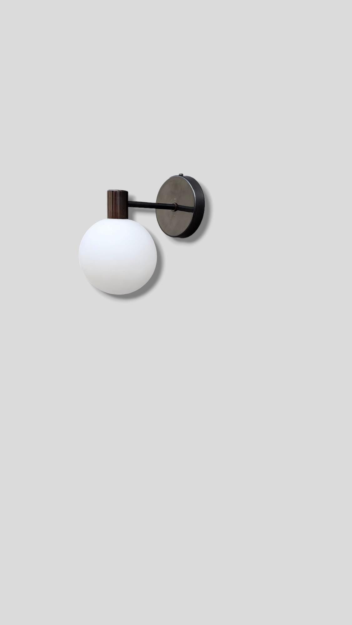 Brass Wall Sconce Lamp,  Modern Wall Mounted Lighting Fixture, Frosted White Glass Globe Shade